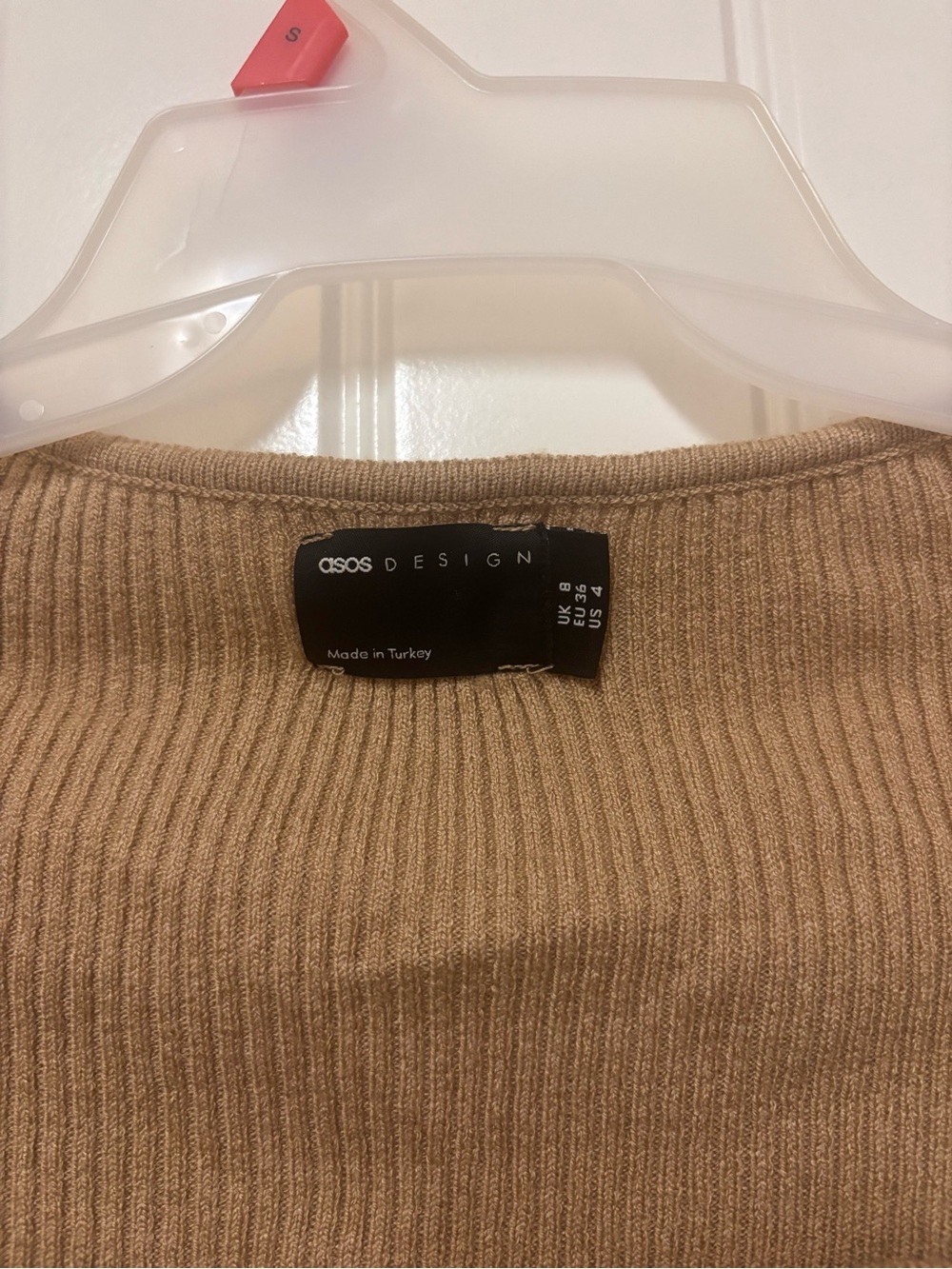 ASOS Ribbed Square Sweetheart Neck Sweater - Camel - Picture 3 of 4